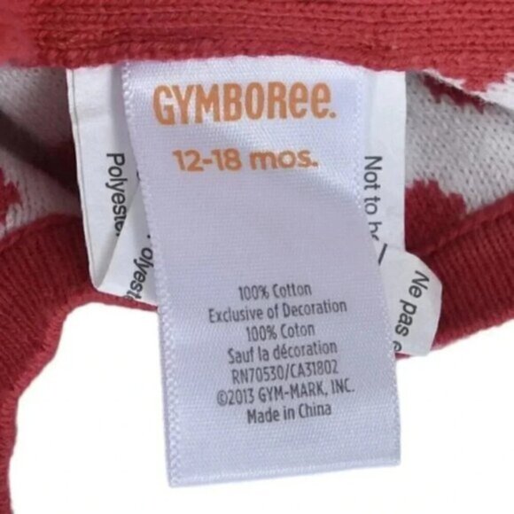 Gymboree Sweater Dress Short Sleeve Polka Dot Floral Stripes Red White 12-18M - Picture 4 of 5